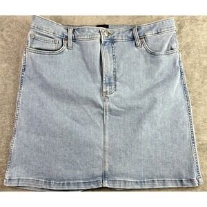 Lee 14 M Denim Skirt Classic High Waist‎ Jean Skirt Pockets Light Wash Y2K 90s